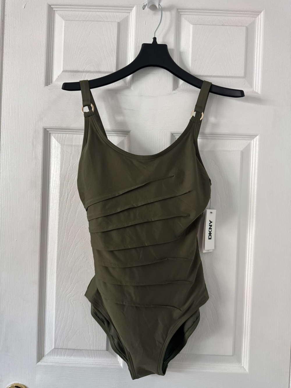 DKNY Olive Green Scoop-Neck One-Piece Swim